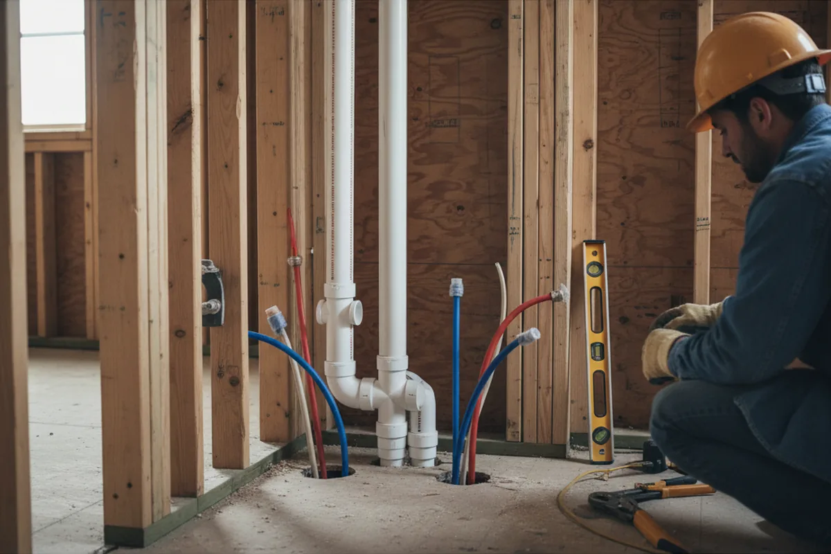 Drain and supply rough-in during Drain Cleaning in Batavia
