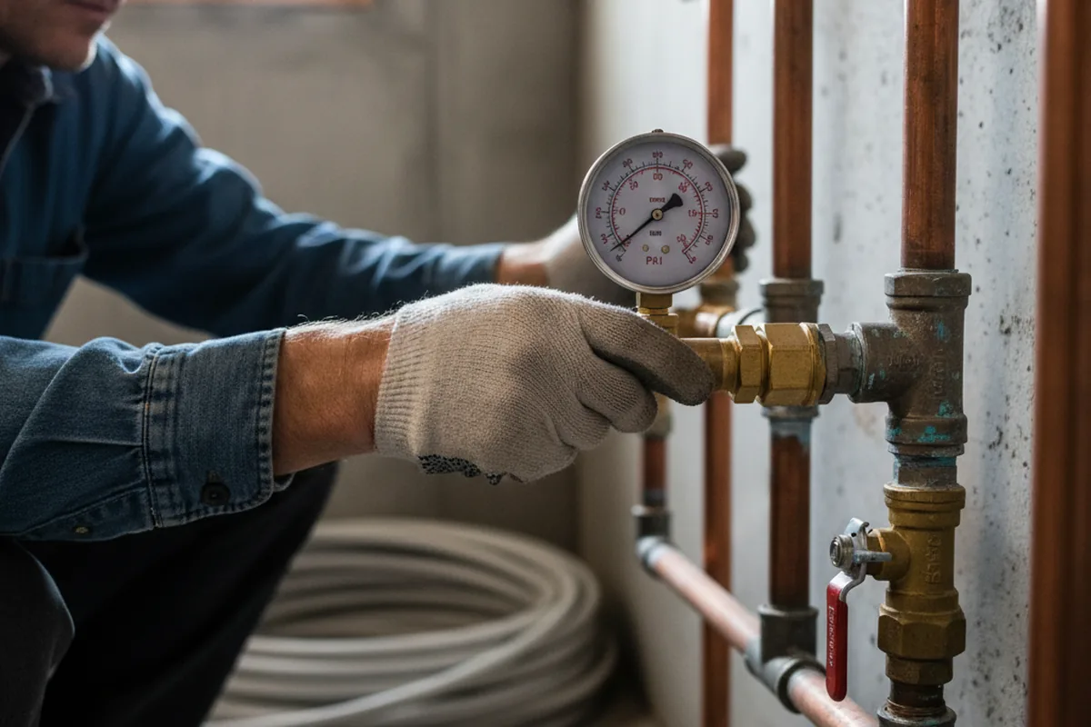Pressure testing a repaired line during Water Line Repair in Batavia